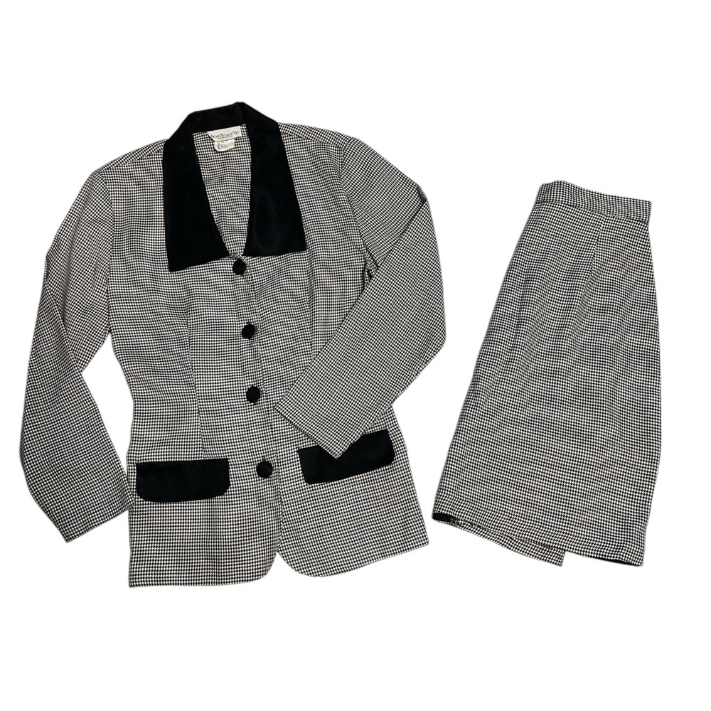 Blondie and Me - Women’s Y2K 2pc. Houndstooth Blazer & Skirt Set. Sz. 7/8 - Picture 2 of 8